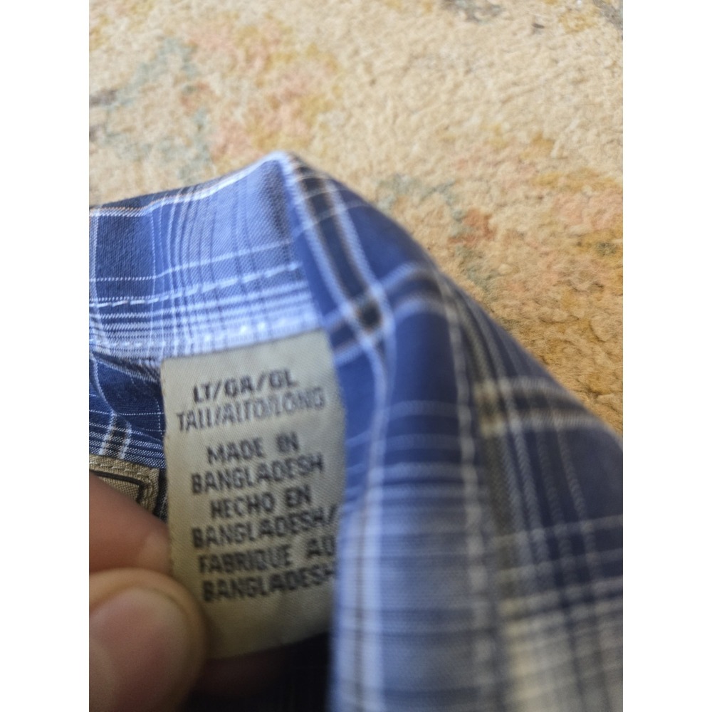 Wrangler‎ Retro Pearl Snap Mens Western Wear L Tall Blue Plaid - Picture 4 of 9